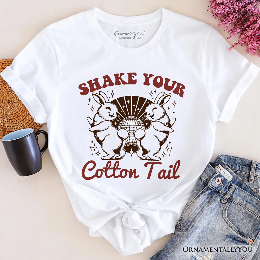 Funny Disco Easter Bunny T-Shirt, Shake Your Cotton Tail Retro Tee