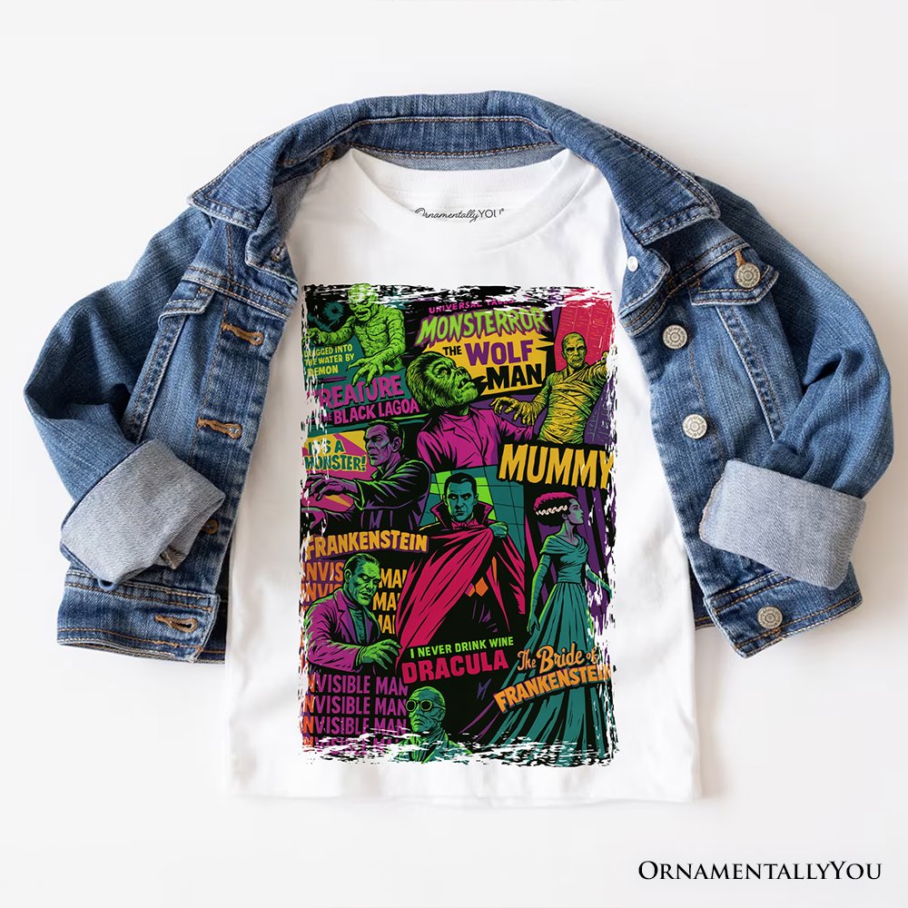 Horror Comic Classic Monsters T-Shirt, Vintage Scary Halloween Tee
