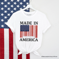 Made In America Bar Code Flag T-Shirt, Patriotic 1776 USA 250th Anniversary Tee