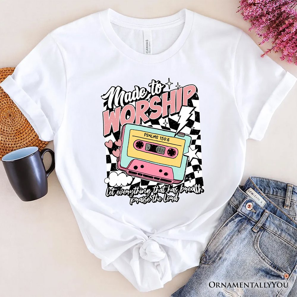 Made to Worship Christian Retro T-Shirt, Psalm 150:6 Bible Verse Tee