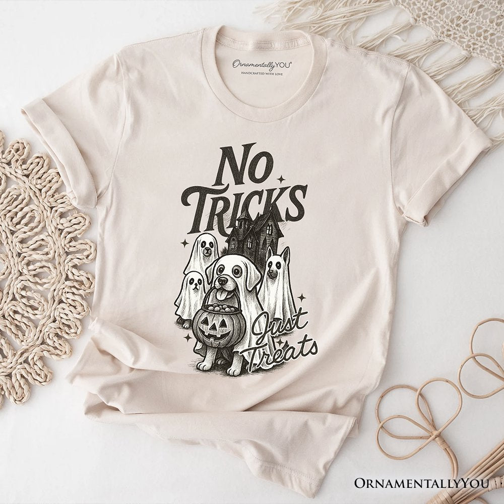 No Tricks Just Treats Dog T-Shirt, Funny Halloween Puppy Tee with Spooky Vibes