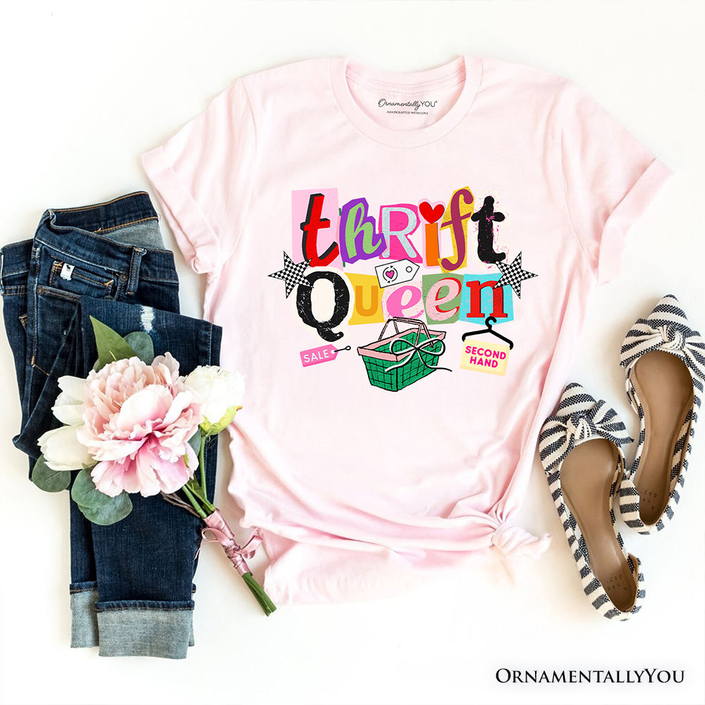 Thrift Queen T-Shirt, Colorful Second Hand Shopping Tee