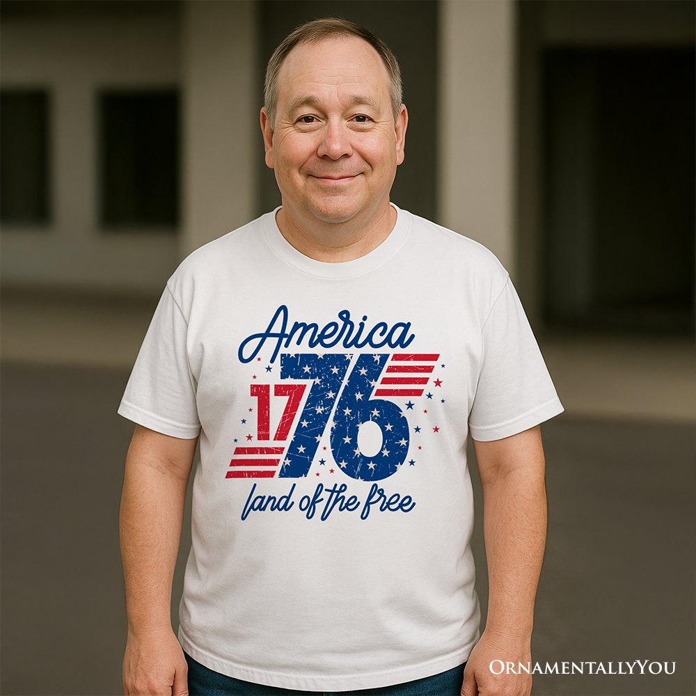 America 1776 Land of the Free T-Shirt, Vintage 4th of July Tee