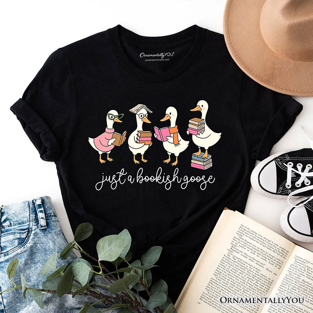 Just a Bookish Goose T-Shirt, Funny Nerdy Book Readers Tee for Bookworms