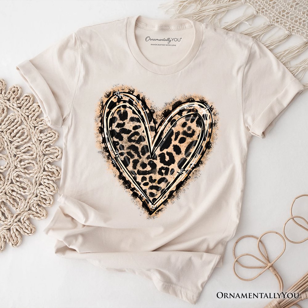 Leopard Heart Valentine T-Shirt, Watercolor Love Tee