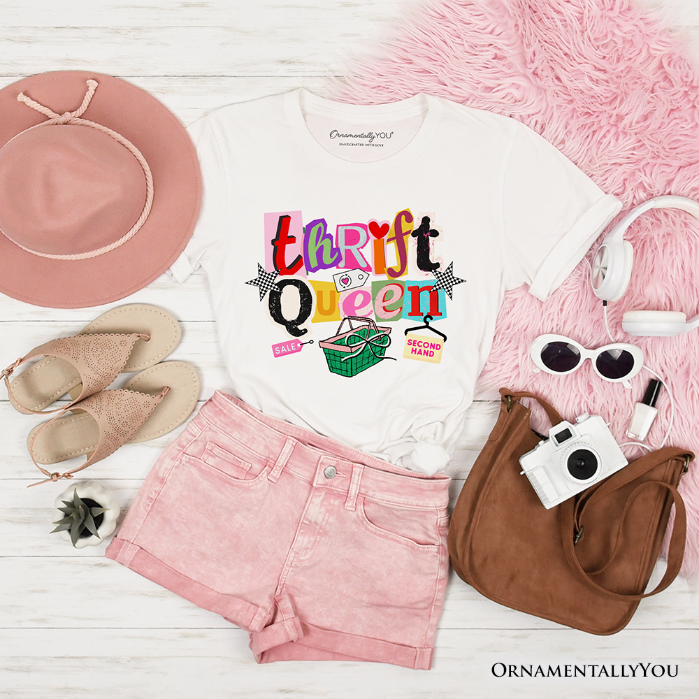 Thrift Queen T-Shirt, Colorful Second Hand Shopping Tee