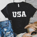 USA Block Letters T-Shirt, Vintage Patriotic Tee for Independence Day