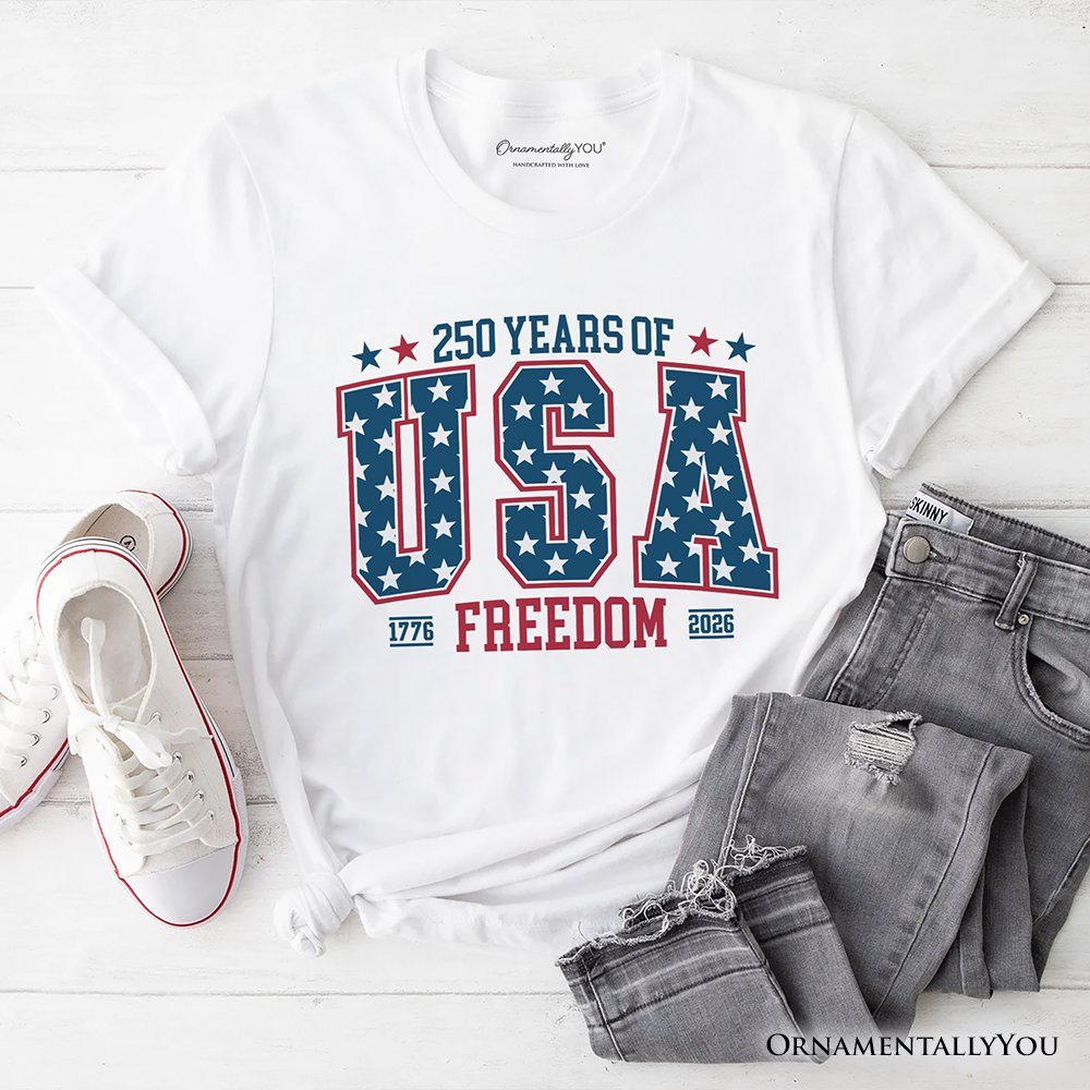 America 250 Years of Freedom Anniversary T-Shirt, 4th of July USA Patriotic 1776–2026 Tee