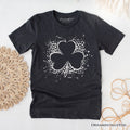 Splatter Shamrock Silhouette St Patrick’s Day T-Shirt, Retro Lucky Clover Tee
