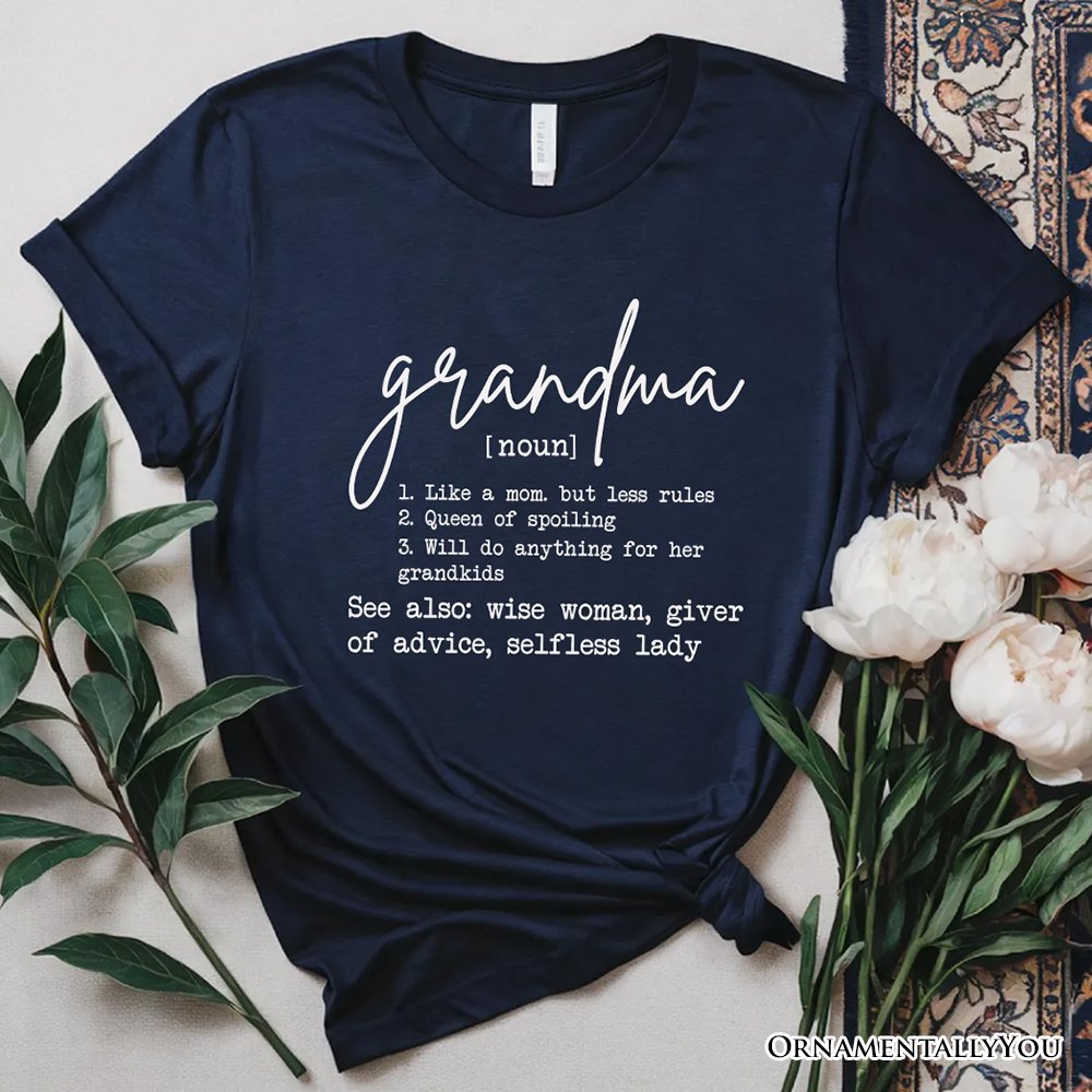 Grandma Definition T-Shirt, White, Natural, Navy and Black Funny Tee for Grandmothers