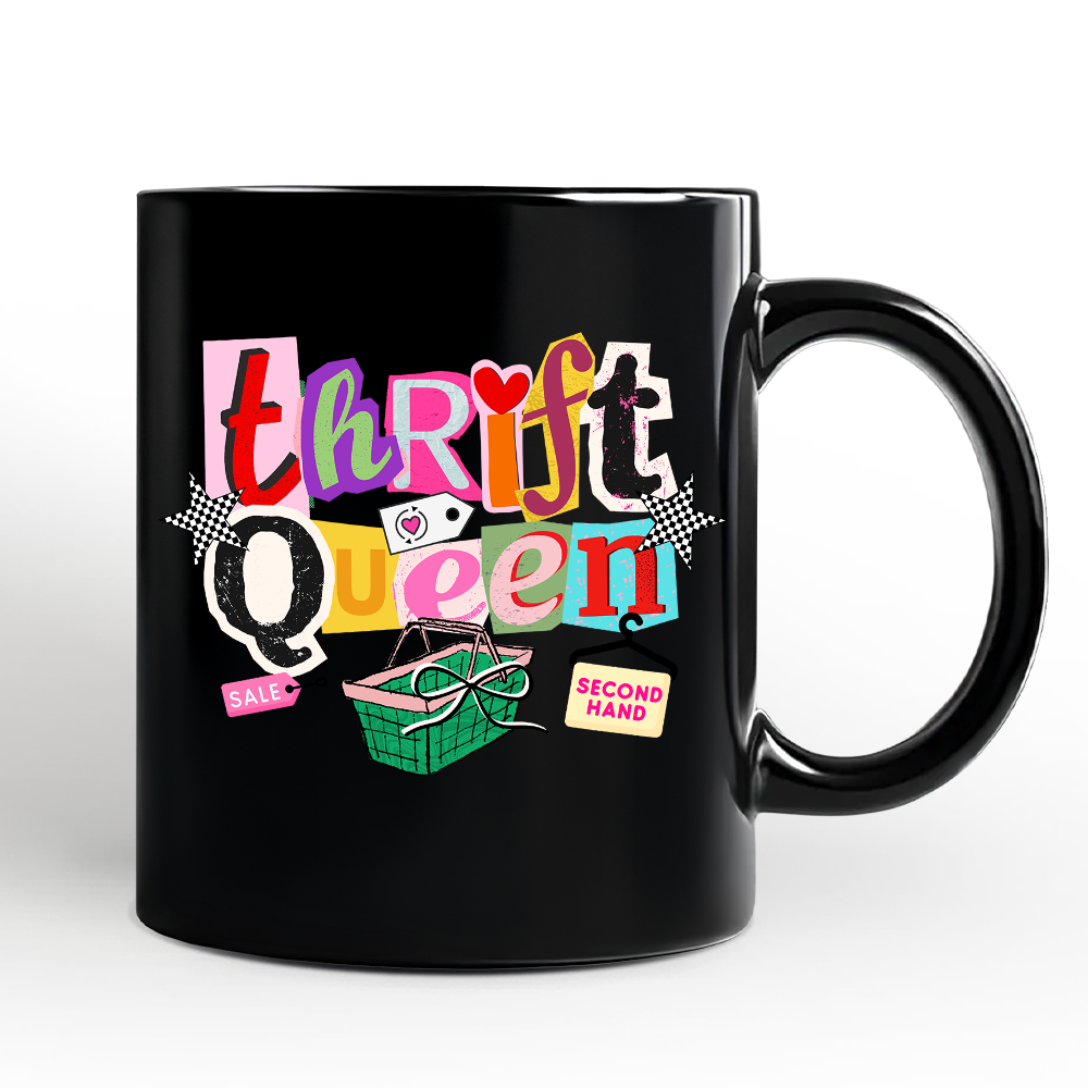 Thrift Queen Mug, Colorful Second Hand Shopping Gift
