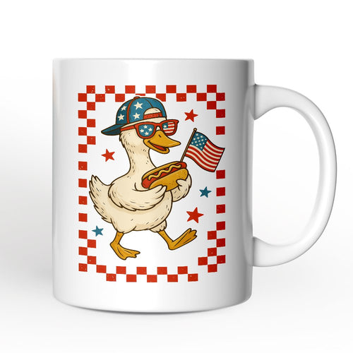 4th of July Patriotic Duck Personalized Mug, Funny Independence Day Gift with Custom Name