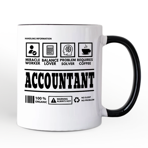 Accountant Nutrition Facts Personalized Mug, Bookkeeper Humor Graphic Gift with Custom Name
