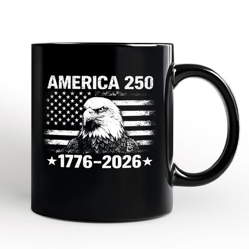 America 250 Freedom Flag Eagle Personalized Mug, 4th of July USA Patriotic 1776–2026 Gift with Custom Name