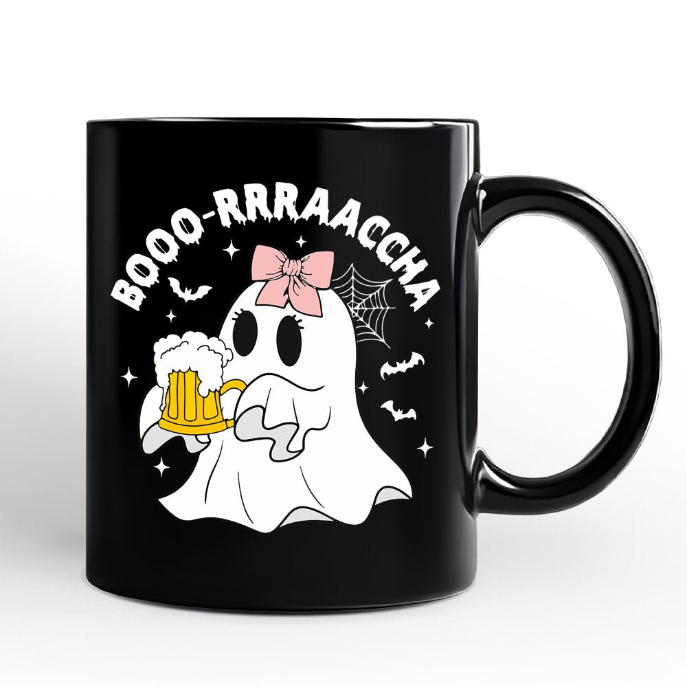 Boo-Rracha Halloween Ghost Personalized Mug, Funny Mexican Drunk Gift with Custom Name and Spooky Vibes