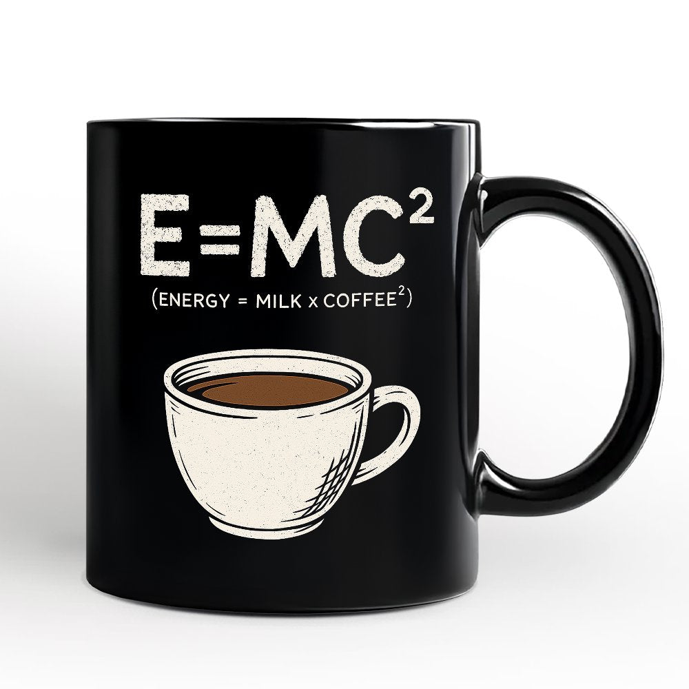 Coffee Equation Personalized Mug, E=MC2 Funny Workday Gift for Caffeinated Office Workers with Custom Name