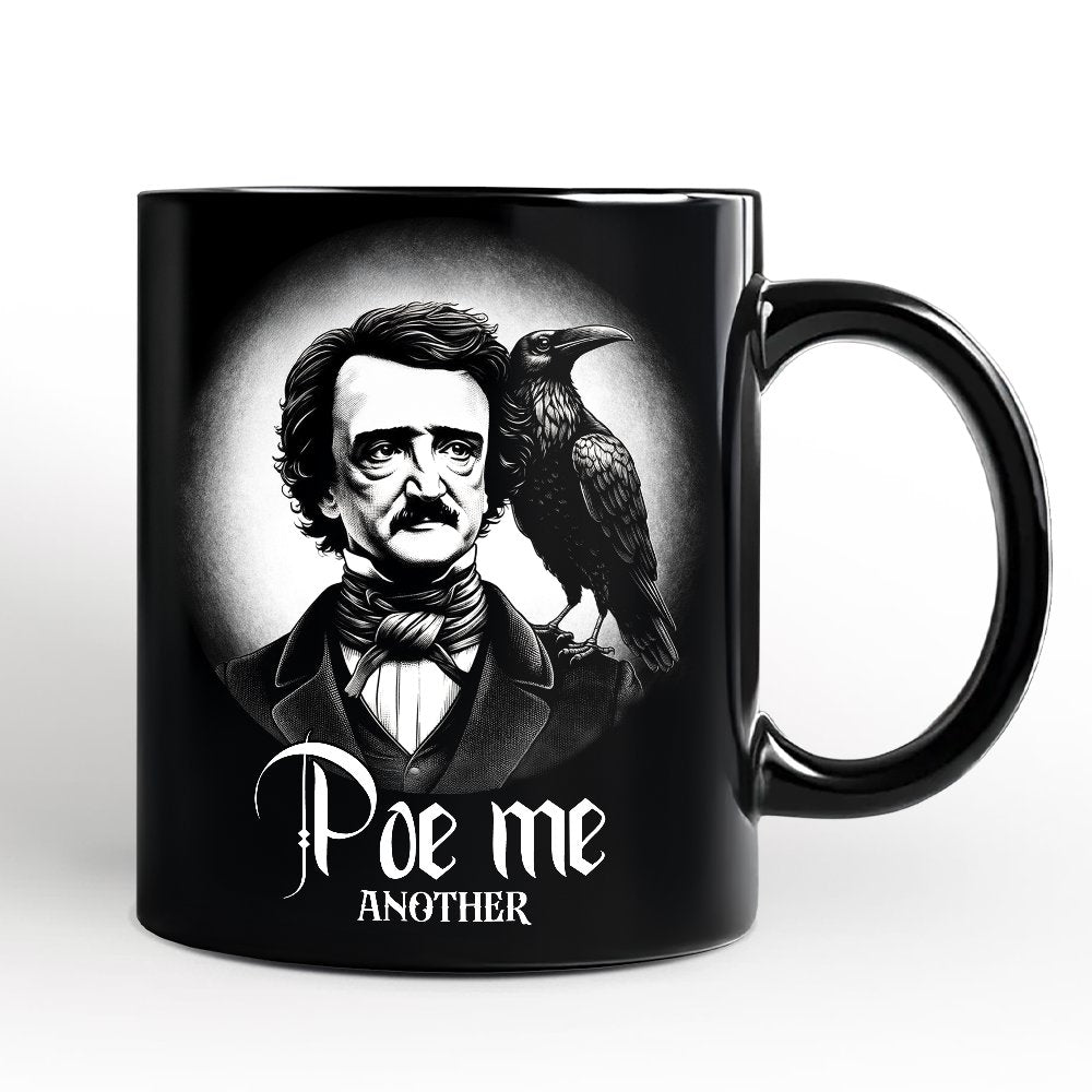 Edgar Allan Poe Spooky Portrait Personalized Mug Horror Villain Theme Halloween Gift with Custom Name