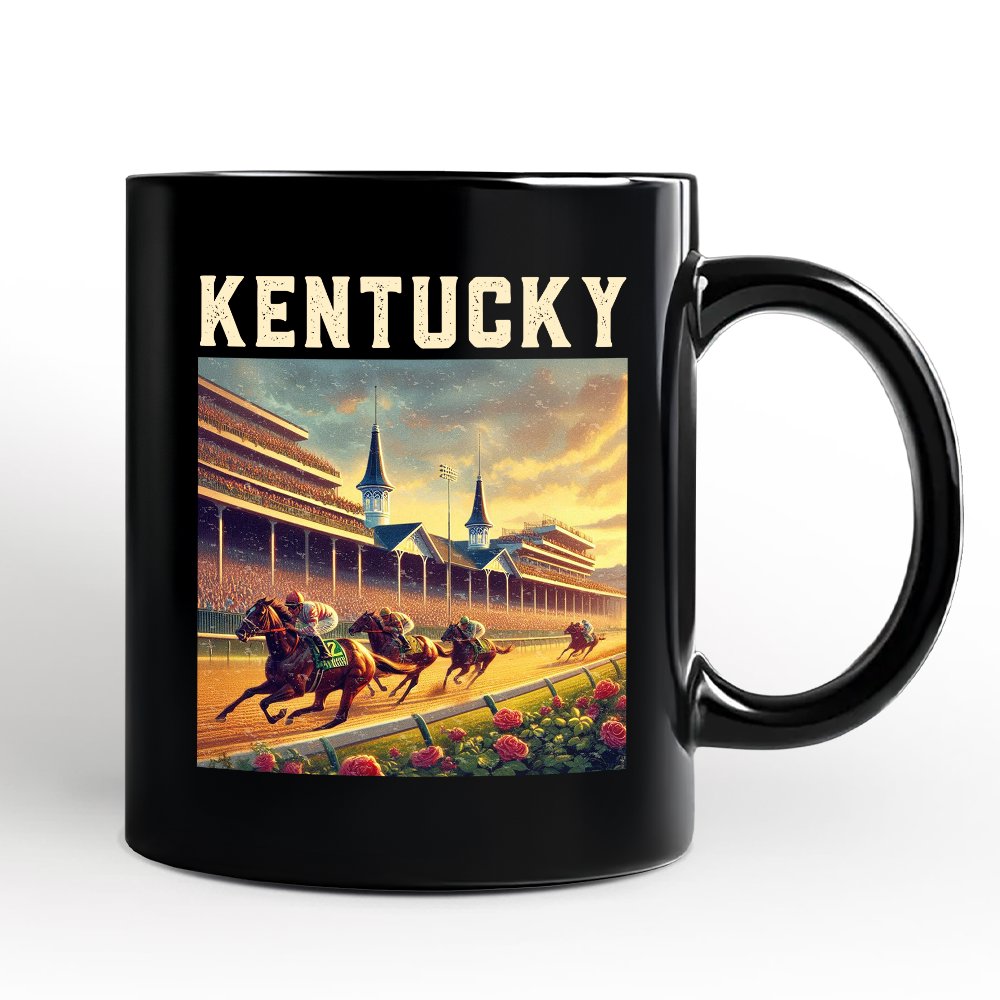 Iconic Kentucky State Horse Racing Personalized Mug, Churchill Downs Gift and Derby Heritage Souvenir with Custom Name