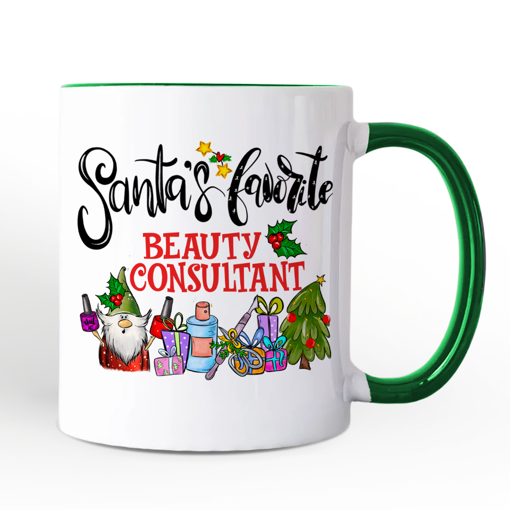Santa's Favorite Beauty Consultant Personalized Mug, Appreciation Christmas Gift with Custom Name