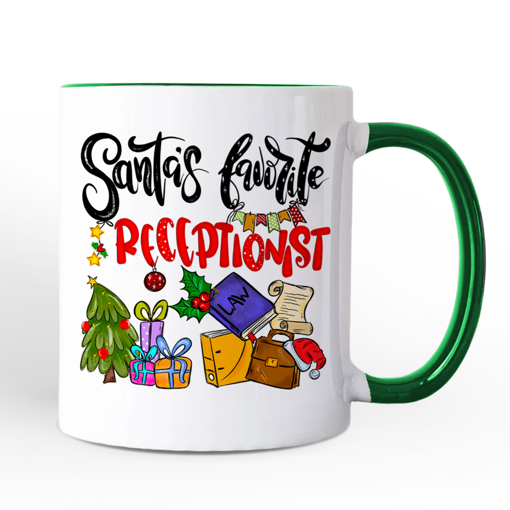 Santa's Favorite Office Receptionist Personalized Mug, Administrator Appreciation Christmas Gift with Custom Name