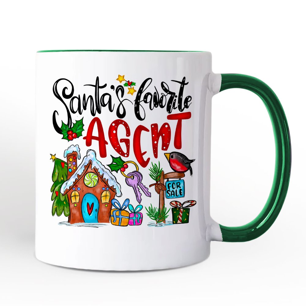 Santa’s Favorite Real Estate Agent Personalized Mug, Appreciation Gift for Realtor and Sales Closing with Custom Name