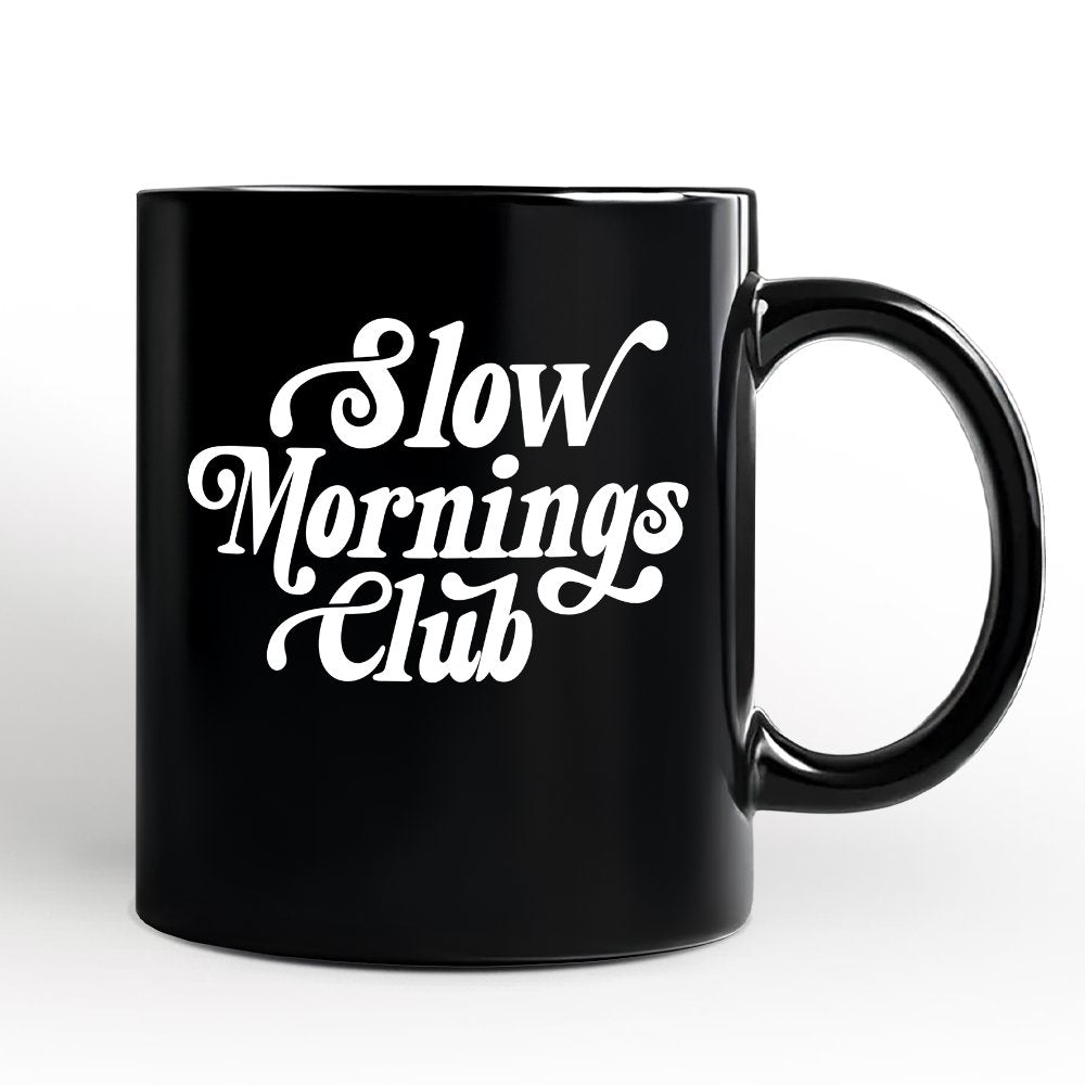 Slow Mornings Club Personalized Mug, Cozy Vintage Aesthetic Gift with Custom Name