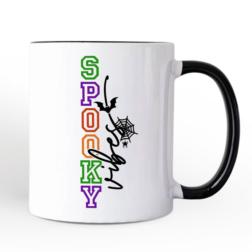 Spooky Vibes Sports Lettering Personalized Mug, Colorful Halloween Gift with Custom Name