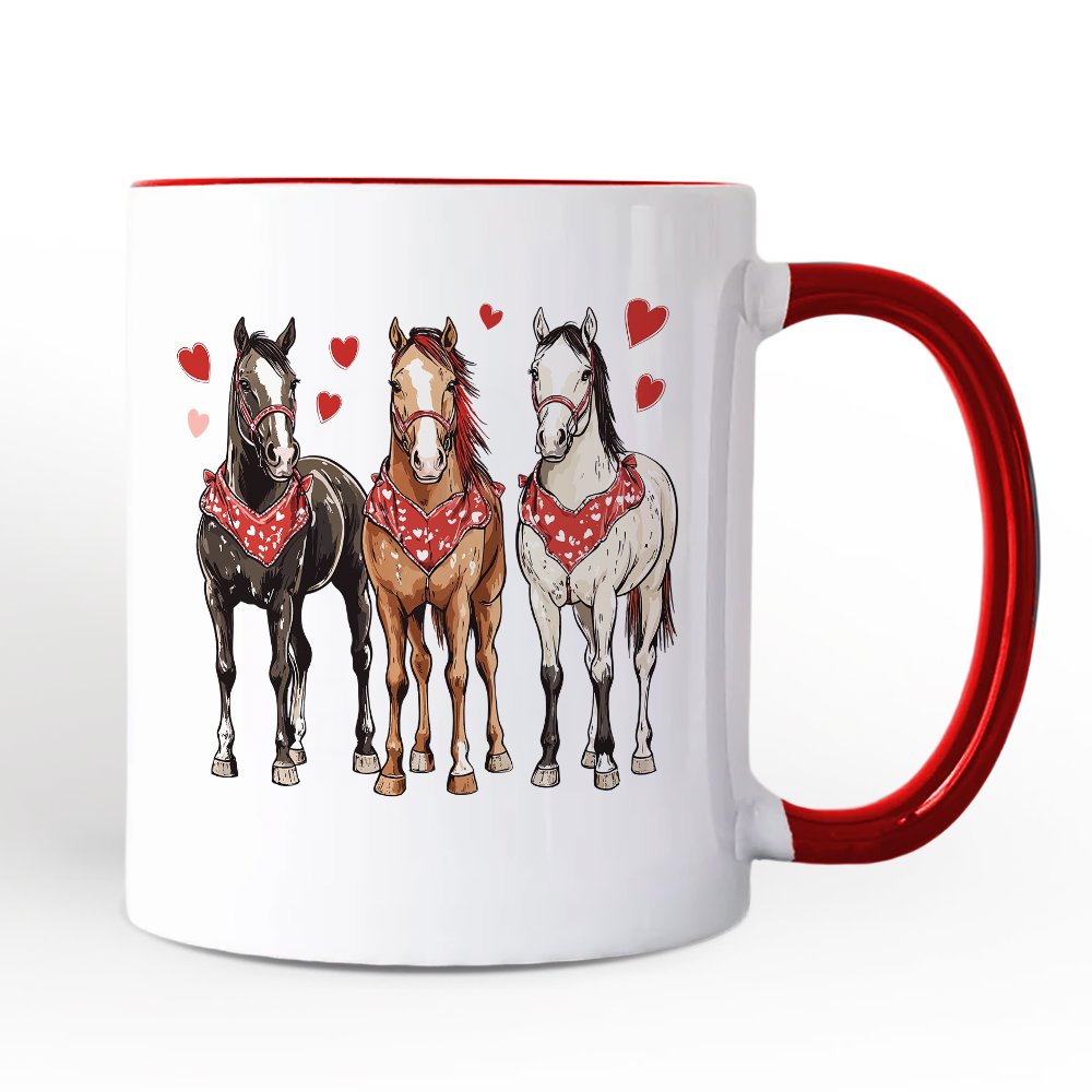 Valentine Horses Western Personalized Mug, Cute Country Lover Gift with Custom Name