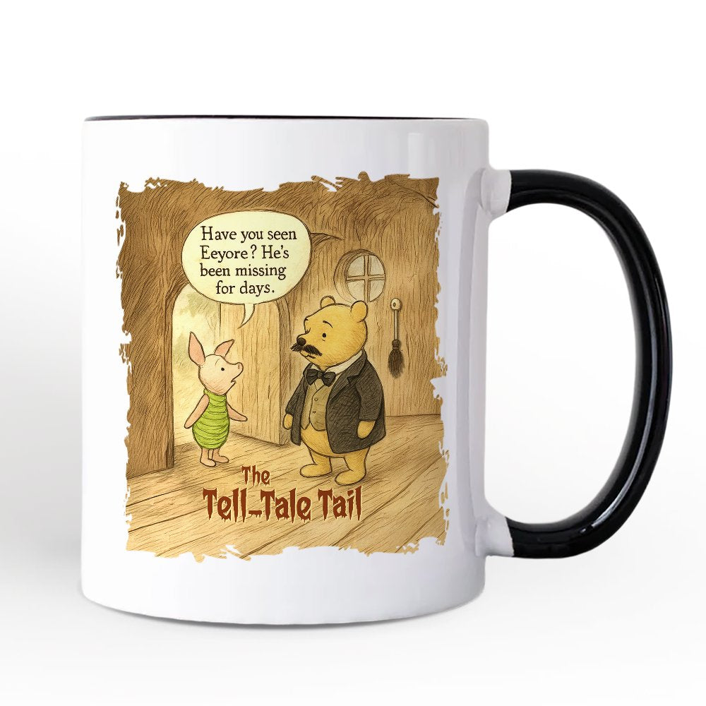 Vintage Edgar Allan Pooh The Tell-Tale Tail Personalized Mug, Missing Eeyore Halloween Gift with Custom Name