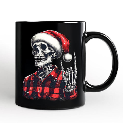 Buffalo Plaid Christmas Skeleton Personalized Mug, Brutal Guys Gift with Custom Name