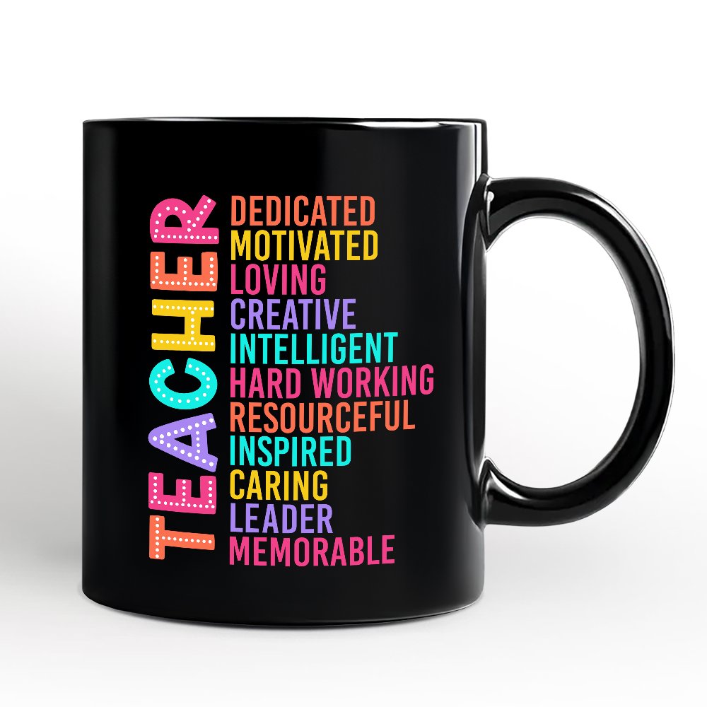 Colorful Teacher Acronym Personalized Mug, Motivational Gift with Custom Name for Educators