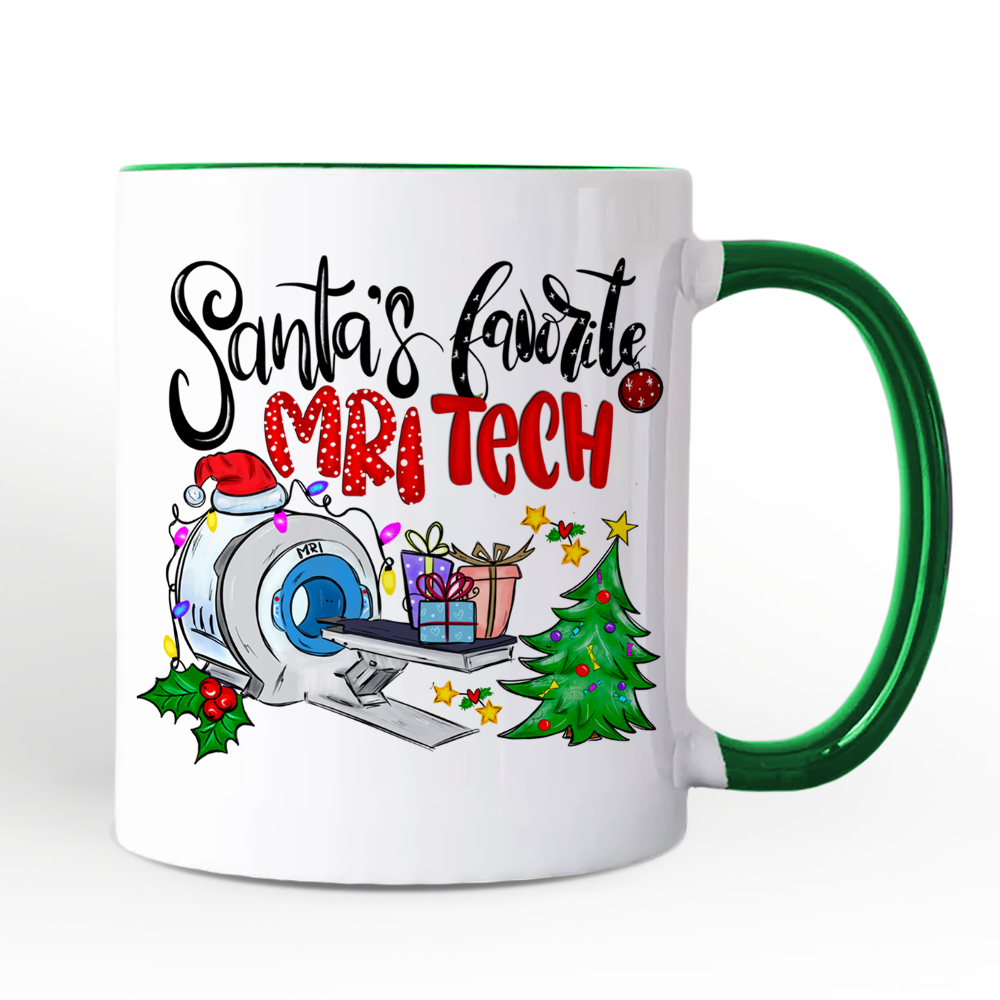 Santa's Favorite MRI Tech Personalized Mug, Health Imaging Technologist Christmas Gift with Custom Name