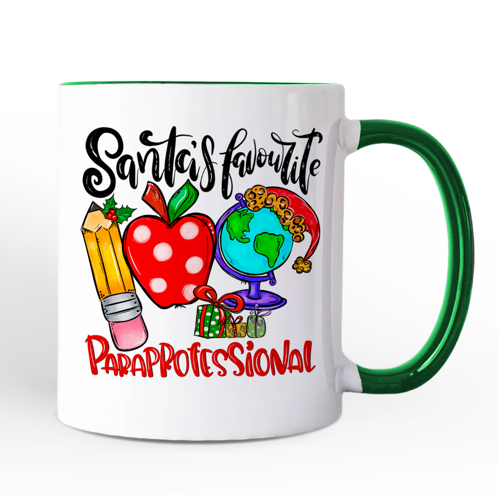 Santa's Favorite Paraprofessional Personalized Mug, Educational Assistant Christmas Gift with Custom Name
