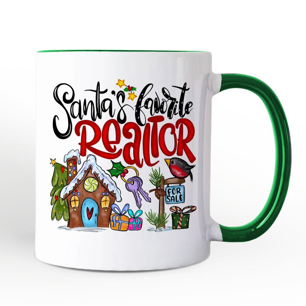 Santa's Favorite Realtor Personalized Mug, Real Estate Agent Gift with Custom Name