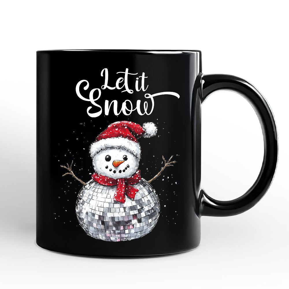Disco Snowman Christmas Personalized Mug, Retro Holiday Gift with Custom Name for Dancers