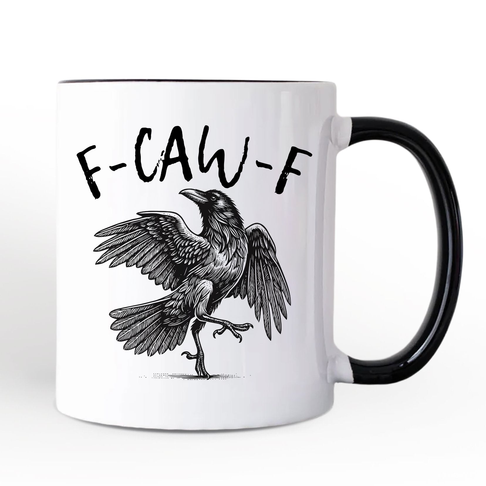 F-CAW-F Gothic Raven Personalized Mug, Snarky Halloween Gift with Custom Name