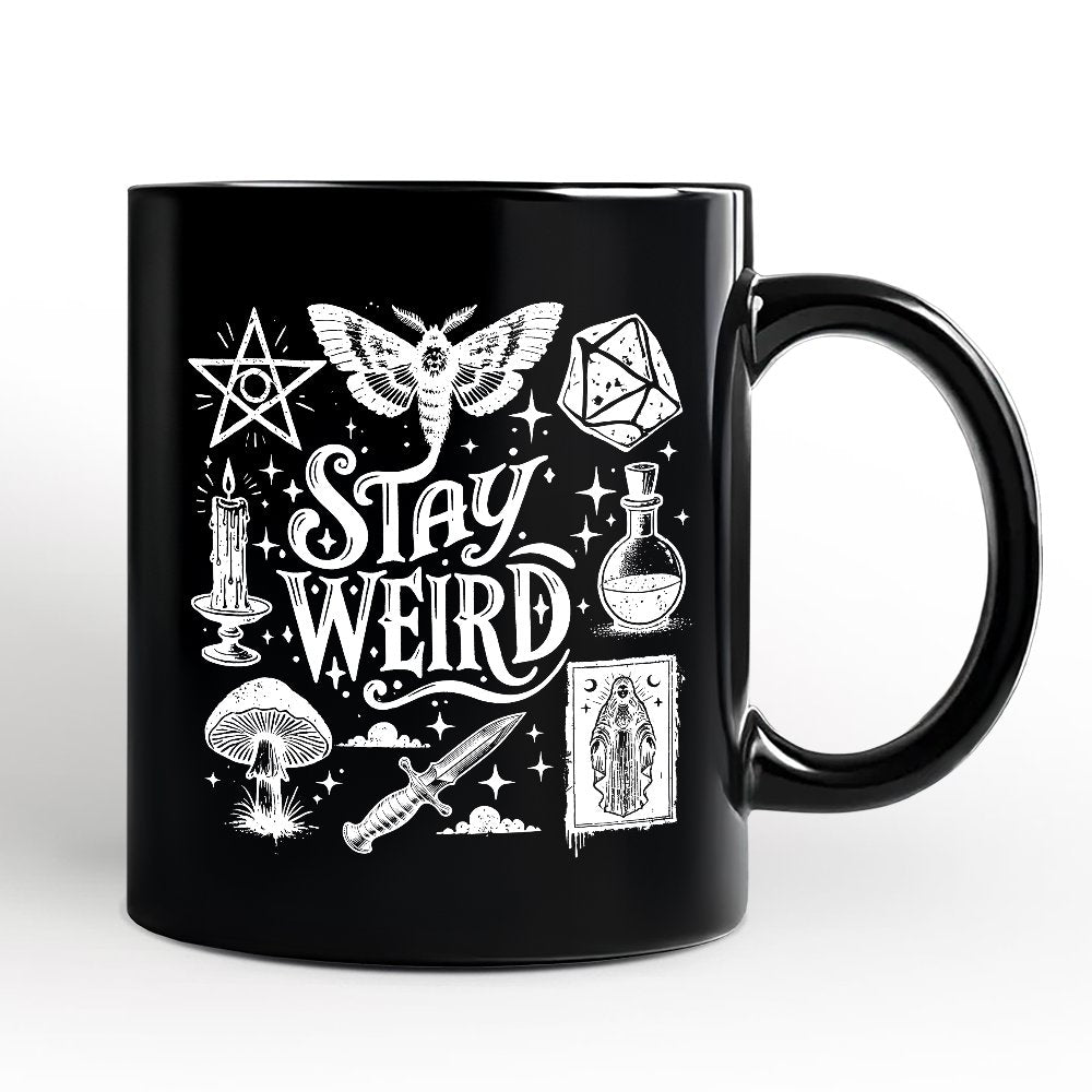 Stay Weird Witchy Vibes Personalized Mug, Mystical Halloween Gift with Custom Name