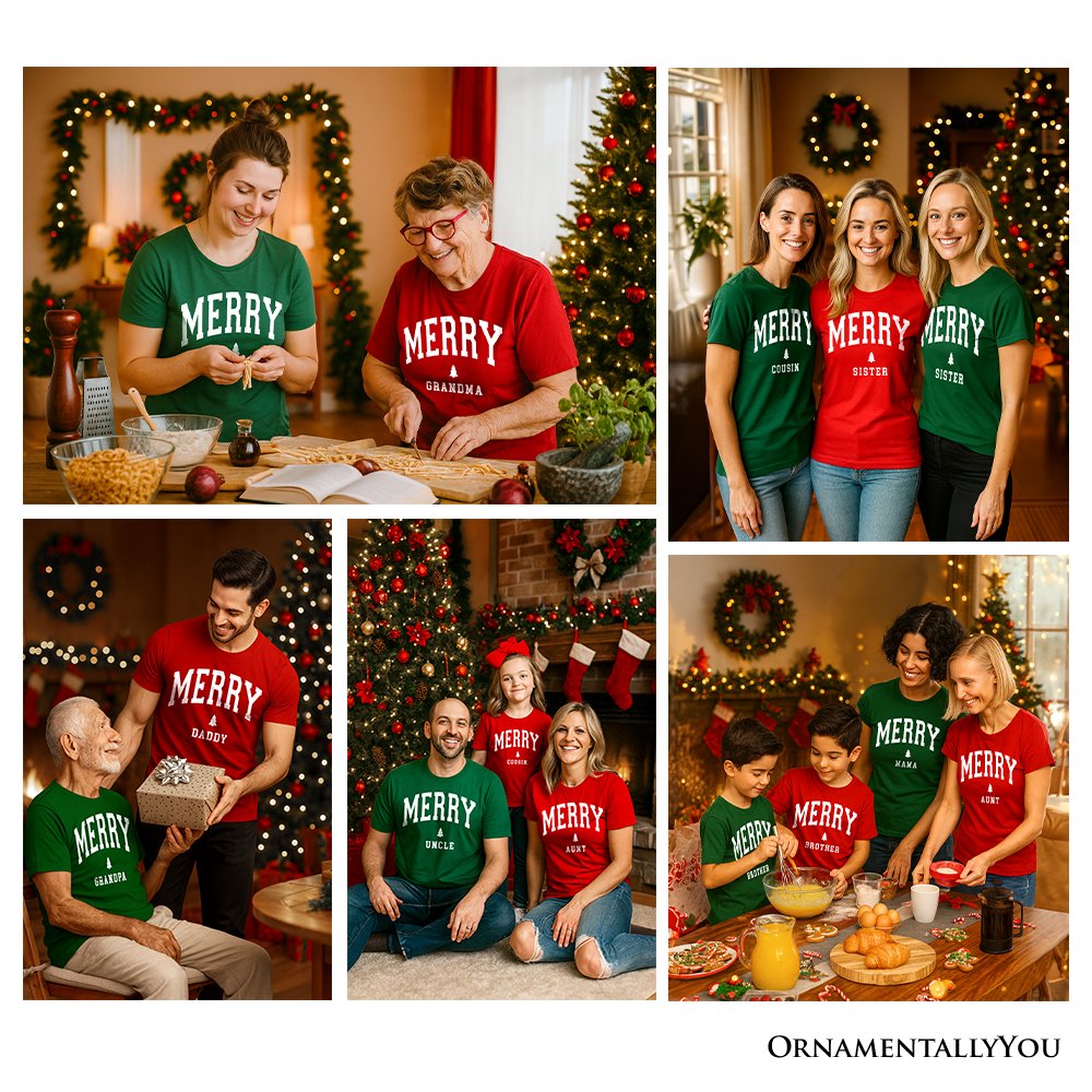 Merry Daddy Retro Christmas T-Shirt, Matching Family Holiday Tee