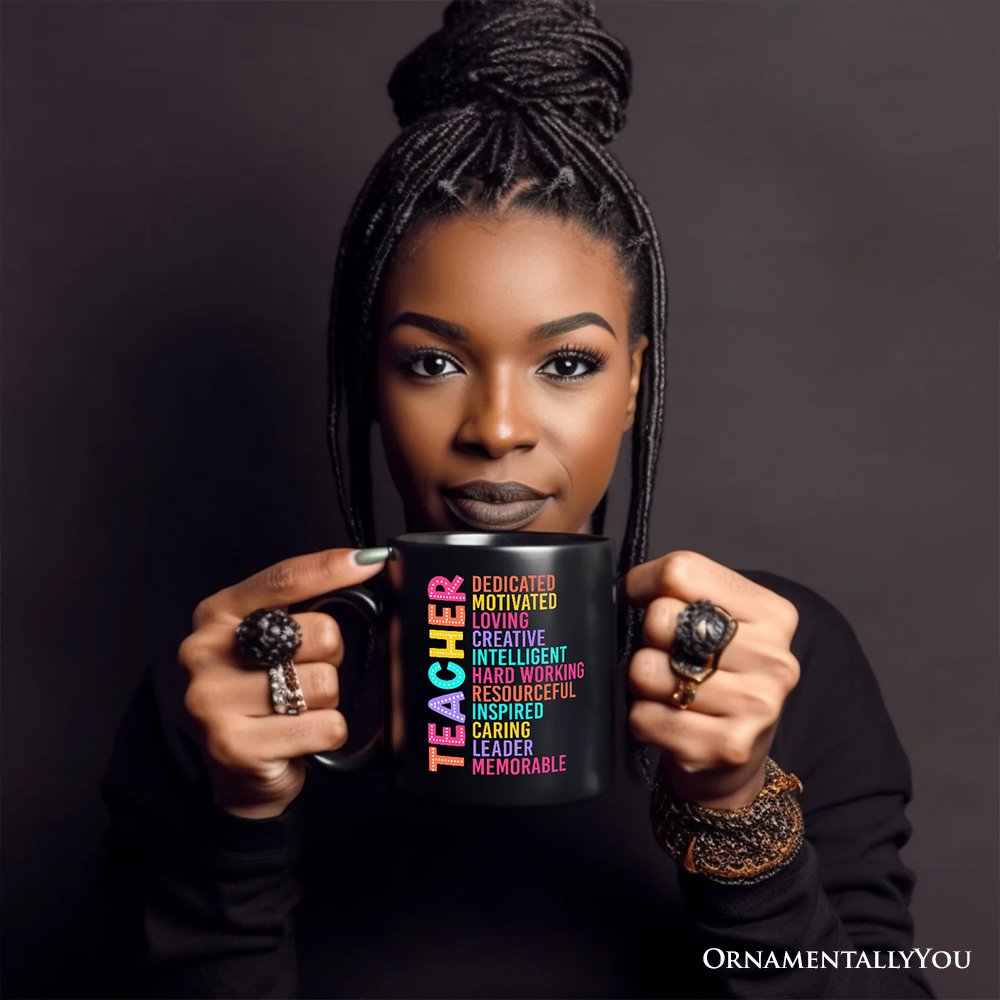 Colorful Teacher Acronym Personalized Mug, Motivational Gift with Custom Name for Educators